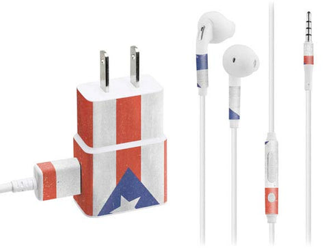 Puerto Rico Flag Distressed Phone Charger Skin